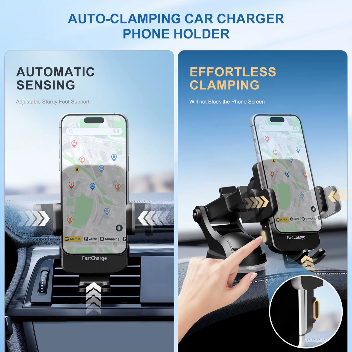 Magnetic Wireless Car Charger 15W Qi Fast Charging Adapter Auto-Clamping Phone Holder Vent Mount for Iphone 17 16 15 14 X