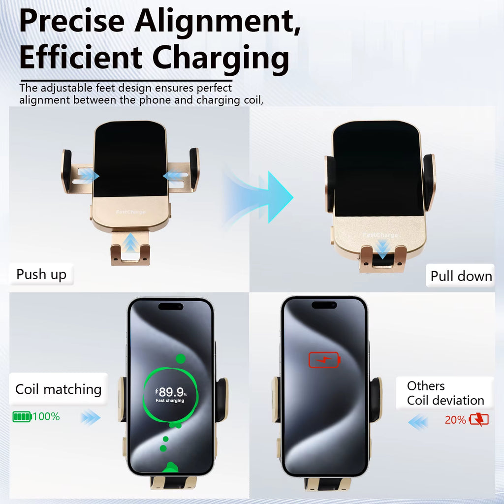 Magnetic Wireless Car Charger 15W Qi Fast Charging Adapter Auto-Clamping Phone Holder Vent Mount for Iphone 17 16 15 14 X
