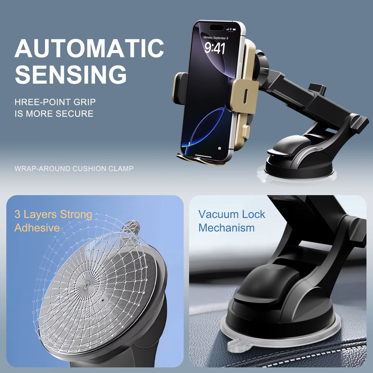 Magnetic Wireless Car Charger 15W Qi Fast Charging Adapter Auto-Clamping Phone Holder Vent Mount for Iphone 17 16 15 14 X