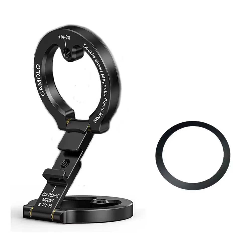 Revolutionary Dual-Sided Magnetic Phone Holder with Cold Shoe Mount for Magsafe iPhones and Android Devices – Perfect for Tripods, Gym, and Car Use!